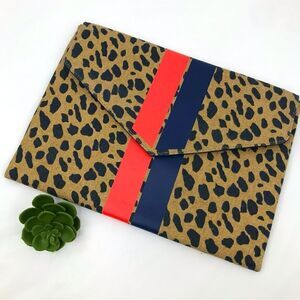 Stella & Dot Animal Print Striped BELLAMY Envelope Clutch Bag